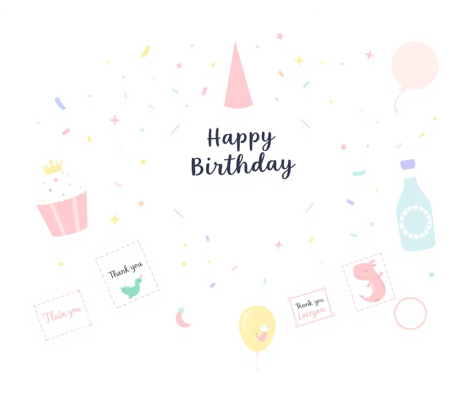 Birthday invitation surrounded by matching party printables